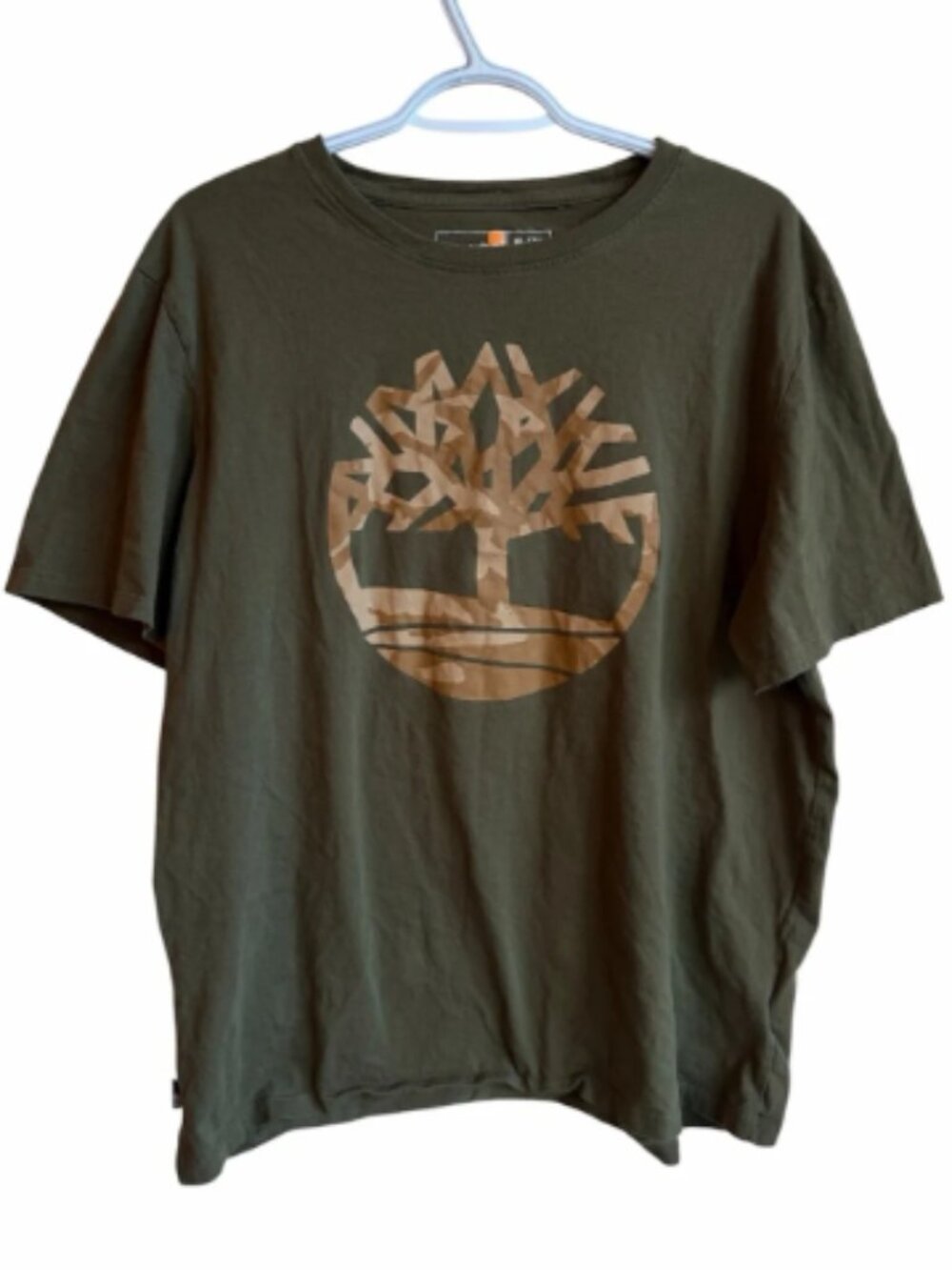 Timberland Graphic T-Shirt Mens Green Logo Tee Outdoor Streetwear Casual Cotton